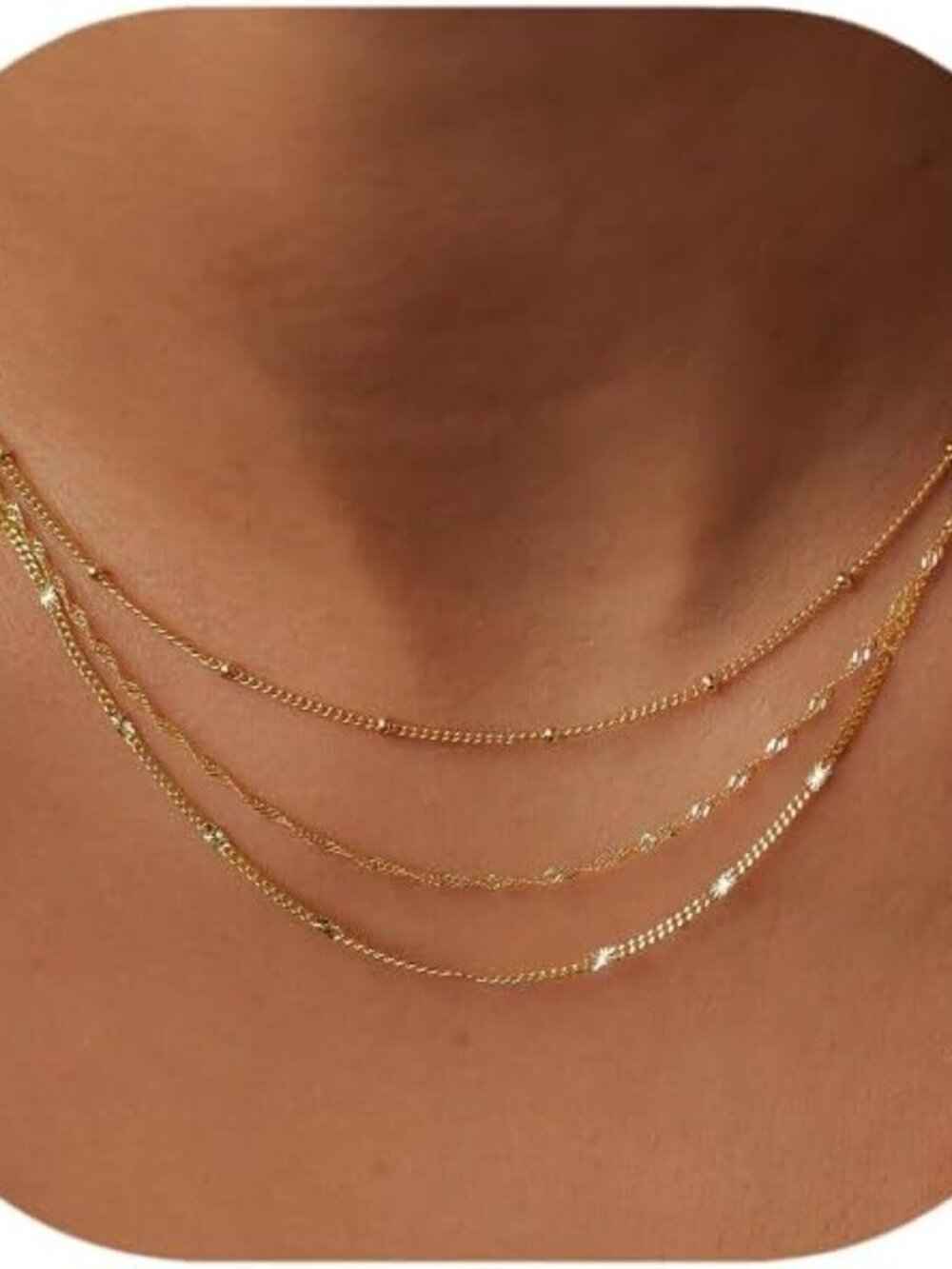 Gold Layered Necklaces for Women, 14K Gold Plated Dainty Gold Chain Choker Neckl